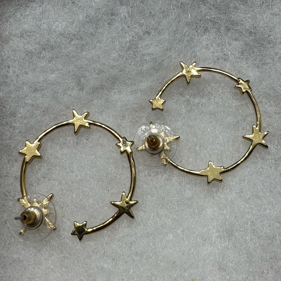 Gold Tone Star Loop Post Earrings - Picture 3 of 3